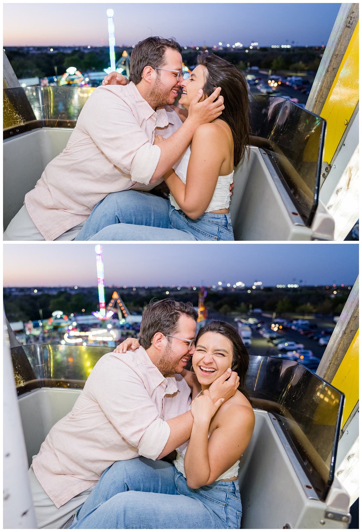 Carnival Engagement Photos on the Ferris Wheel