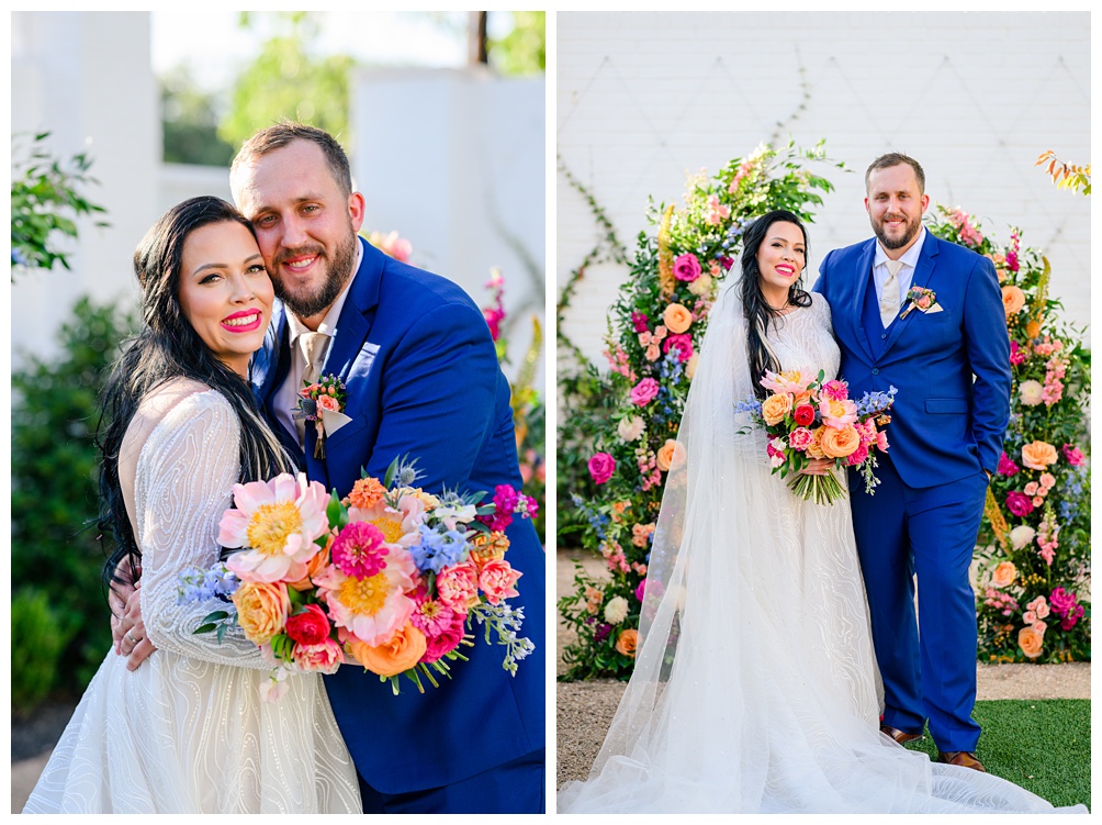Wedding arch by Zuzu's Petals at Wish Well House in Hot Pink and baby blue