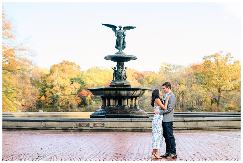 Central Park Engagement Photos by Bethesda Fountain