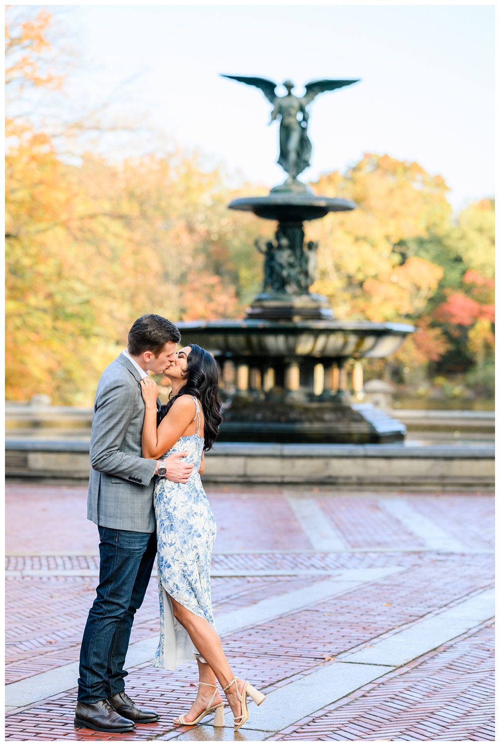 Fall Engagement Photos at Bethesda Fountain in NYC