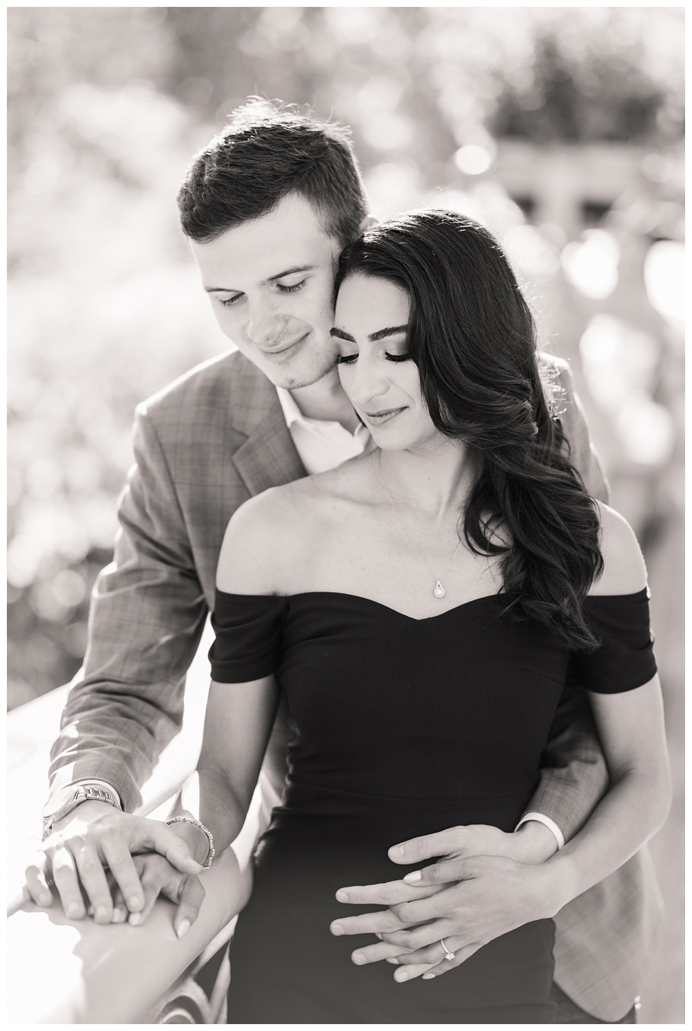 Iconic black and white engagement photos in Central Park