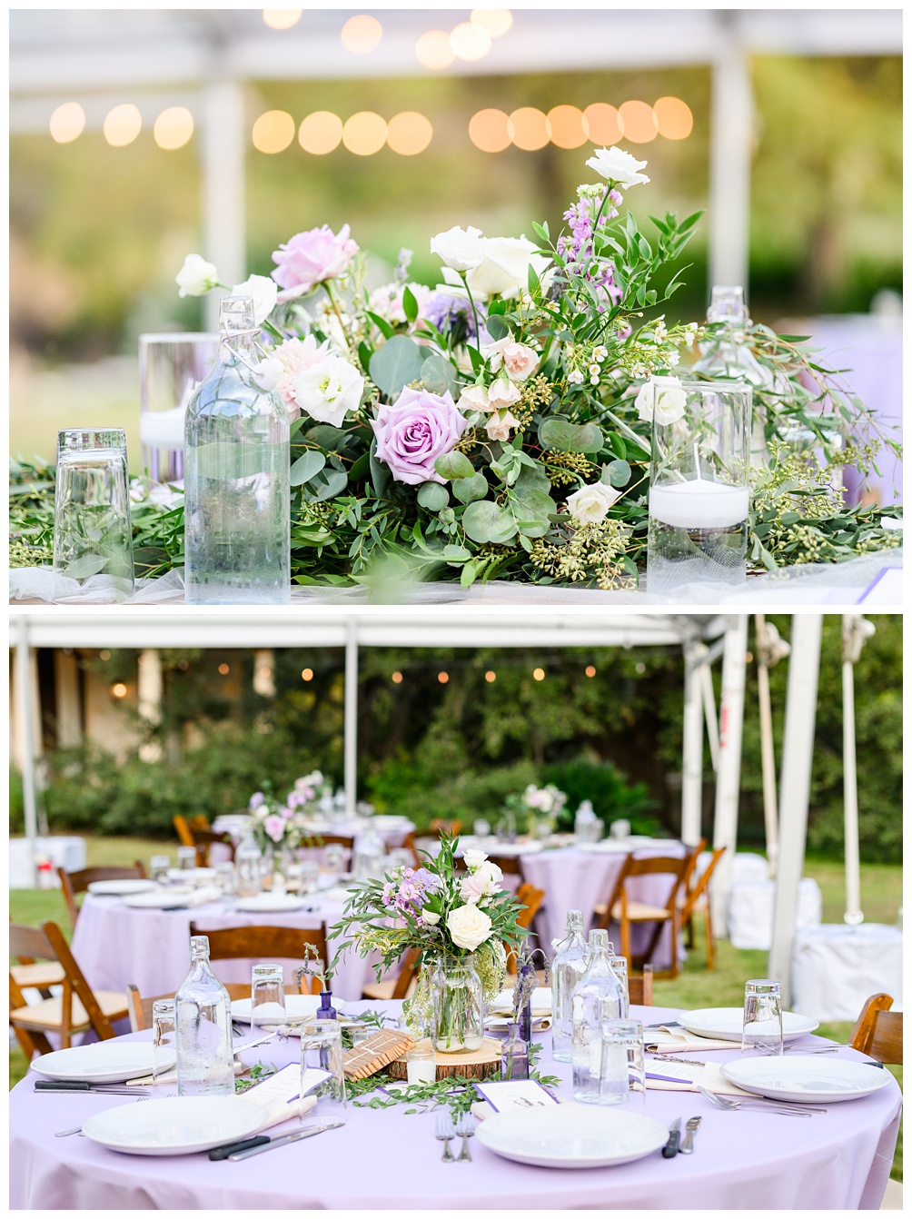 Cone flower designs lavender wedding reception centerpieces 