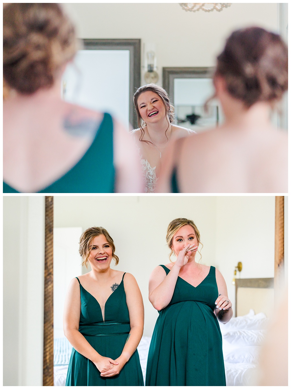 First look with bridesmaids at The Waters Point Wedding in Wimberley Texas