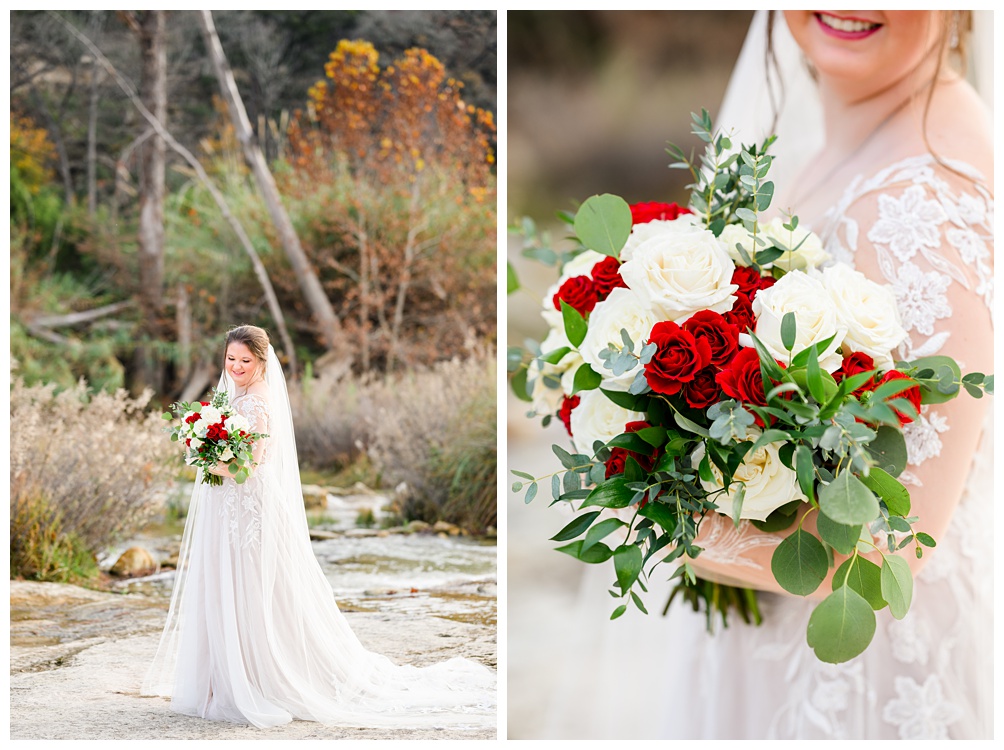 Bridal Portraits at The Waters Point in Wimberley Texas in December