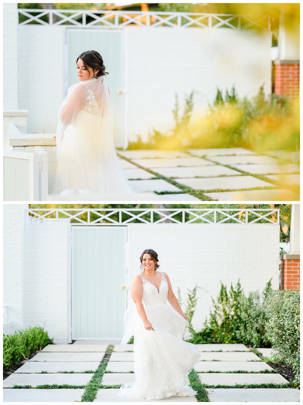White Brick courtyard of Wish Well House wedding venue in Georgetown Texas