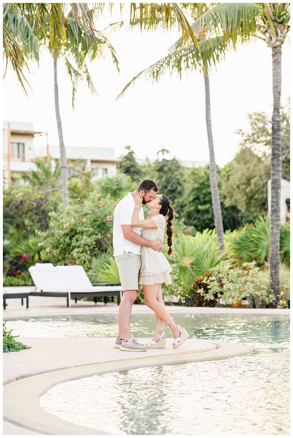 Mylah Renae Photography engagement session by the resort pool in Akumal Mexico