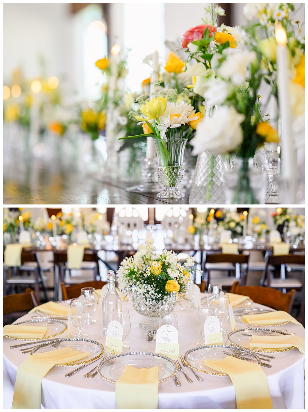 Spring wedding with yellow flowers from the hart florist in texas