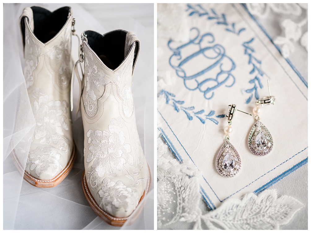 Bridal boots covered in white lace