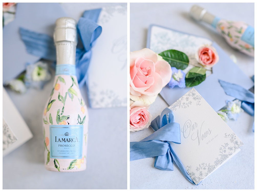 Courtney Kibby Designs live wedding painter and painted champagne bottles