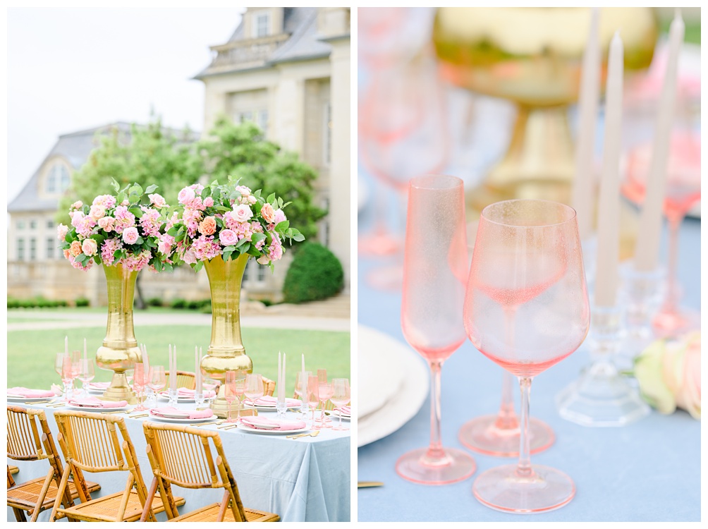 Baby blue and Blush Wedding Reception Design at The Olana