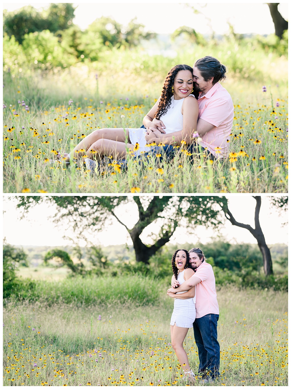 Lake Georgetown Engagement Photos with wildflowers