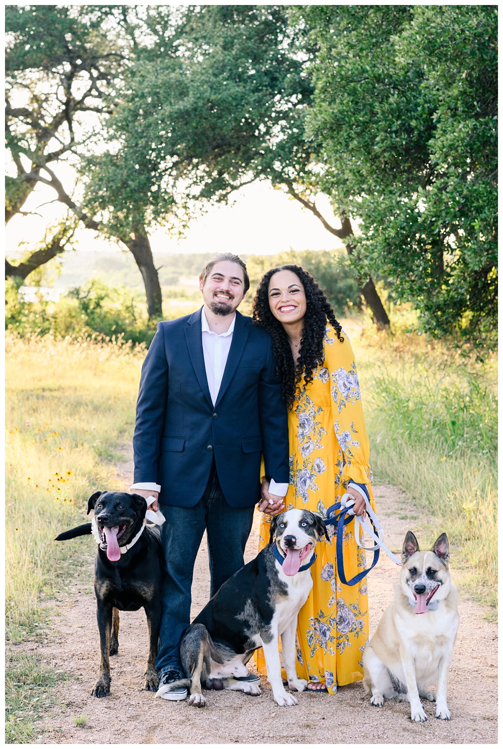 Dogs at engagement photos