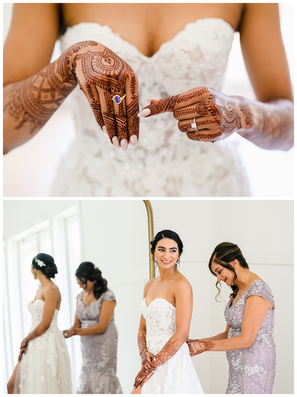 Bride points to husband's name on her hands in henna