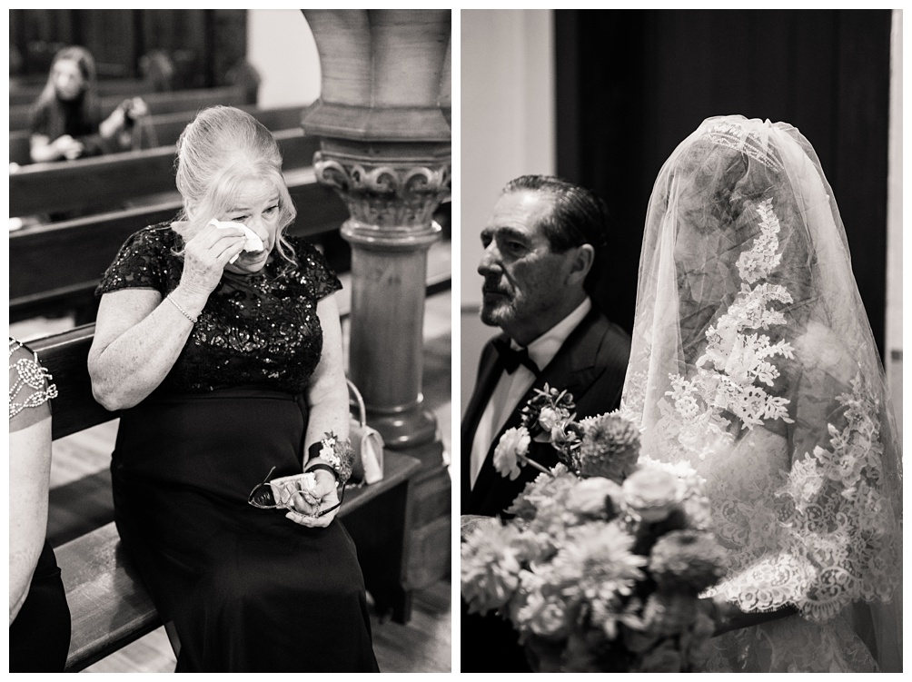 Iconic Black and white photos of St. Mary's Catholic Church wedding ceremony 2023