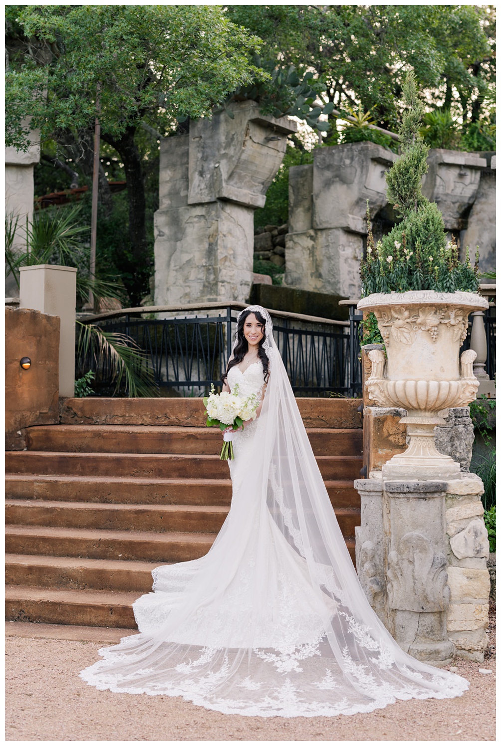 Villa Antonia Bridal Portraits on the outdoor staircase